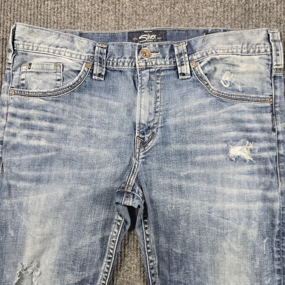 Silver Jeans Co. ZAC Jeans Mens‎ 38x30 Blue Relaxed Straight Light Wash Denim